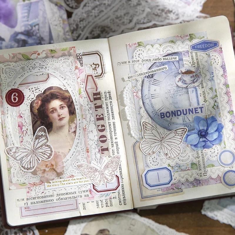 

50 pieces of mounta and seas hidden deep flowers children borders lace handwritten classical animals 6 kinds of sticky notes