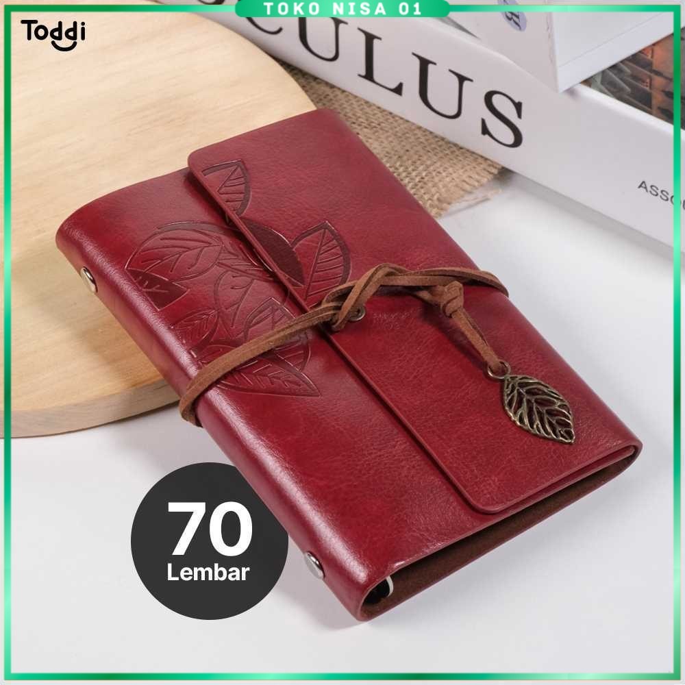 

Toddi PHANTACI Buku Catatan Binder Kulit Retro Leaf Kertas B7 - BSD666