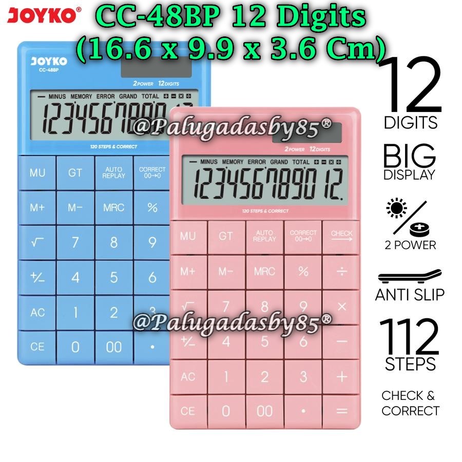 

(1 Biji) GROSIR Kalkulator JOYKO CC-48BP 12 Digits Check Correct / Calculator Joyko CC-48BP