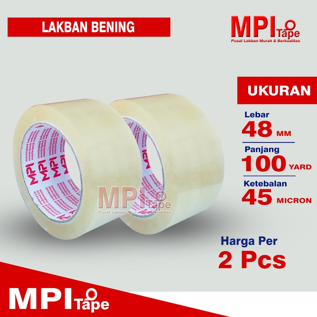 

2 Pcs - Lakban Bening 48 mm x 100 Yard - Kualitas Super Rekat - Hemat Solusi Packing - MPI