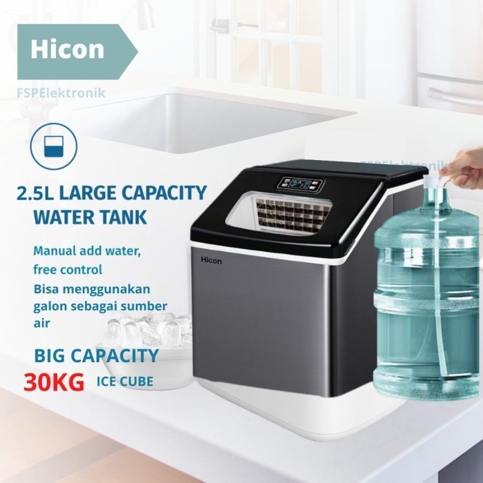 Mesin es batu kristal HICON pembuat es 30KG/D terbaik untuk Cafe