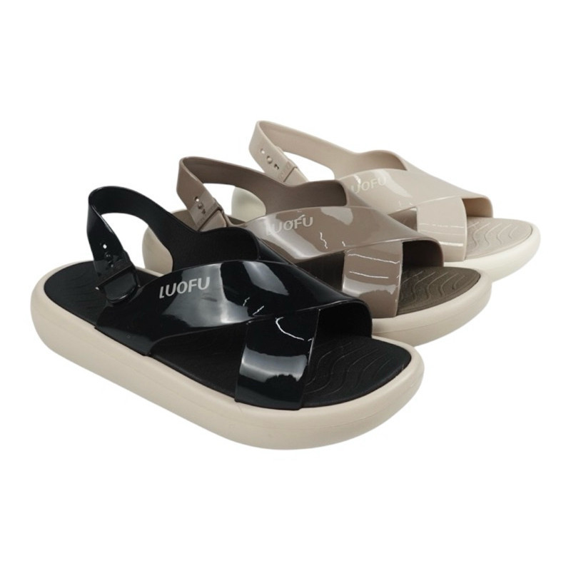 JASHOP LUOFU Sandal Tali Belakang Selop Silang Eva Wanita E7212-3WK SKTL6W (D02)