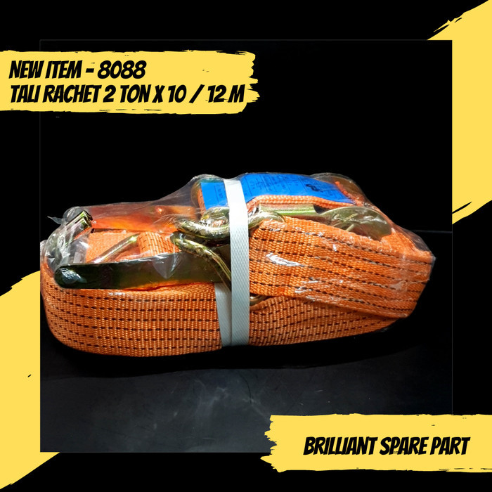 

Ratchet Tie Down / Cargo Lashing Belt / Pengikat Barang 2 Ton x 10 12M - Orange, 10 Meter