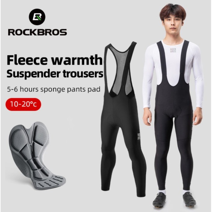 ROCKBROS XXL Bicycle Pants Winter Warm Breathable Shock Absorbtion Cycling Tights Celana Panjang BIB