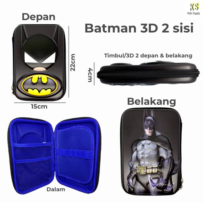 

Tempat Kotak pensil hardcase smiggle anak laki karakter timbul 3D - Batman 2 sisi