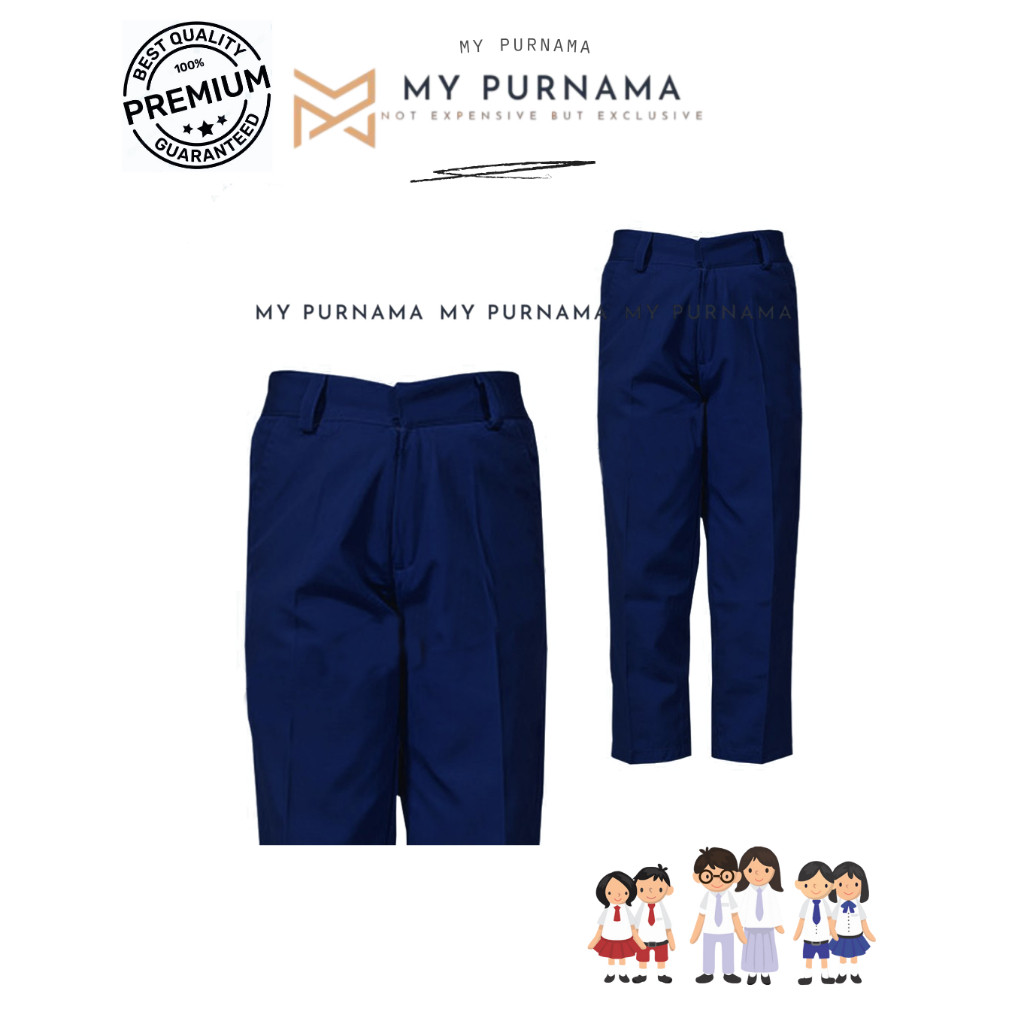 

Seragam Sekolah Celana Panjang SMP Laki Laki Premium Warna Biru SMP - My Purnama