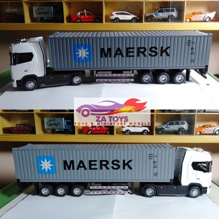 Pee99 Diecast Truck Scania S730 Maersk Container White Alloy Car Model Skala 1:50