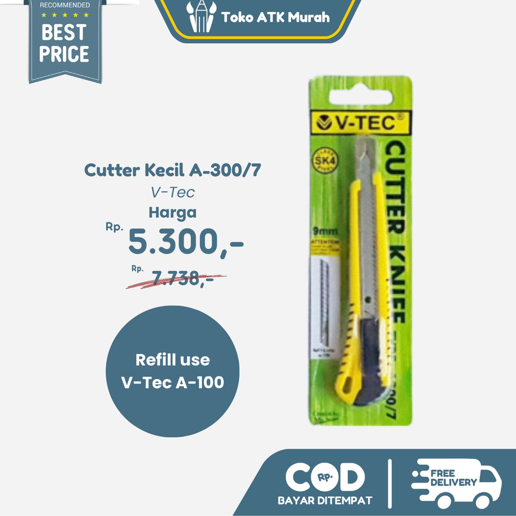 

Cutter Kecil V-Tec A-300/7 - Pisau Pemotong Tajam