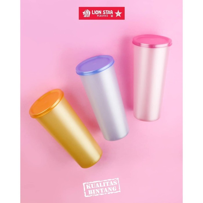 Gelas Cup tutup Anti Bocor 530ml plastik mug Merk Lion star GL-77