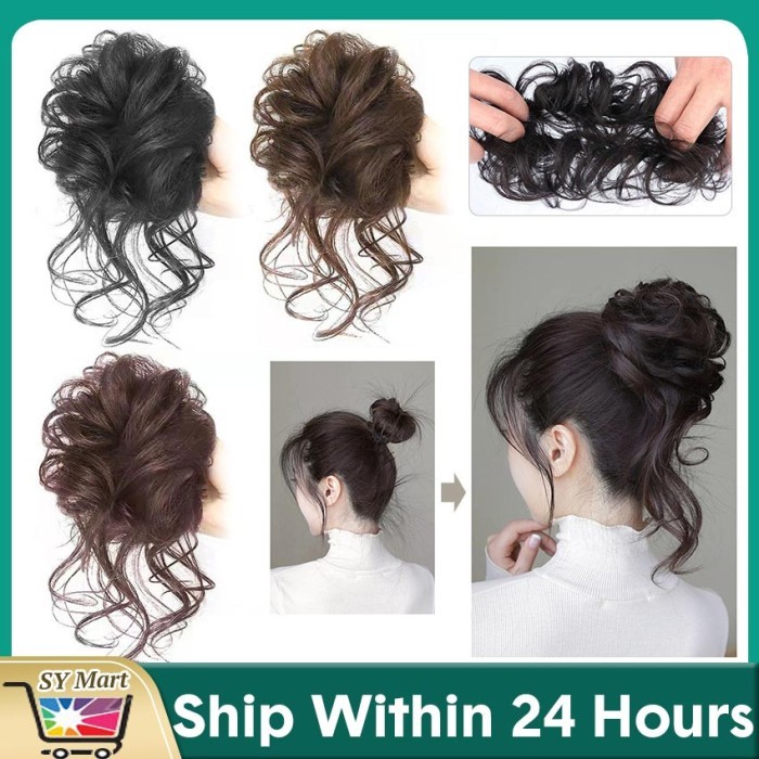 NU085 Aksesoris Rambut Jepit Cepol Palsu Sanggul Scrunchie Wig Wanita