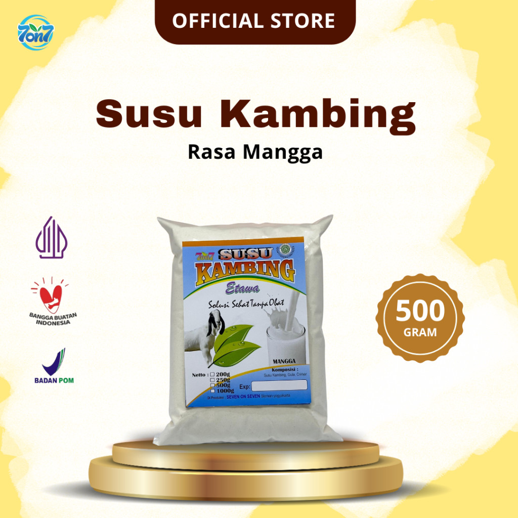

Susu Kambing Etawa Bubuk 7on7 Rasa Manggo Foam 500 gr Halal BPOM