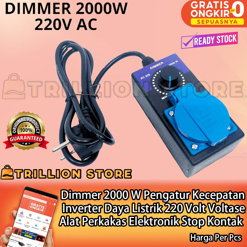 Dimmer 2000 Watt Pengatur Kecepatan Inverter Penurun Peredup Daya Listrik 220 Volt Voltase Alat Perk