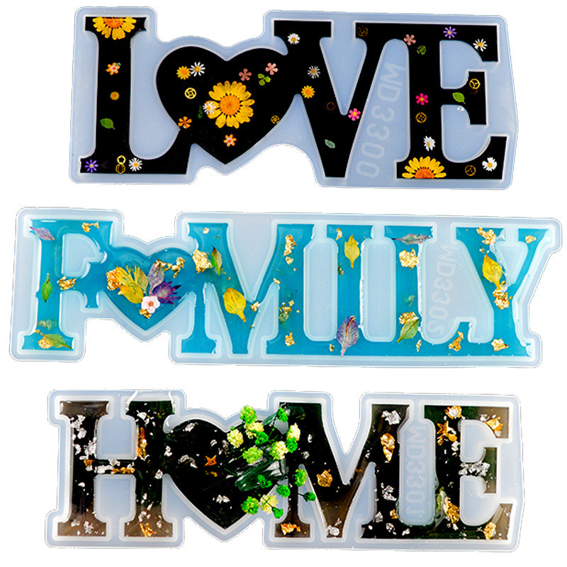 

DIY English Word Combination Resin Mold HOME FAMILY LOVE Word Crystal Silicone Mold For Resin