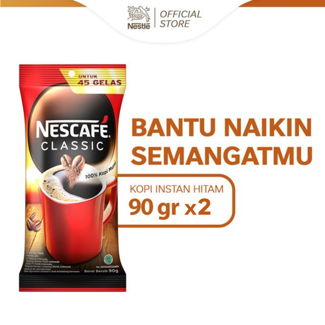 

NESCAFÉ Classic Kopi Instan Hitam Sachet Bag 90gr x 2 Pcs