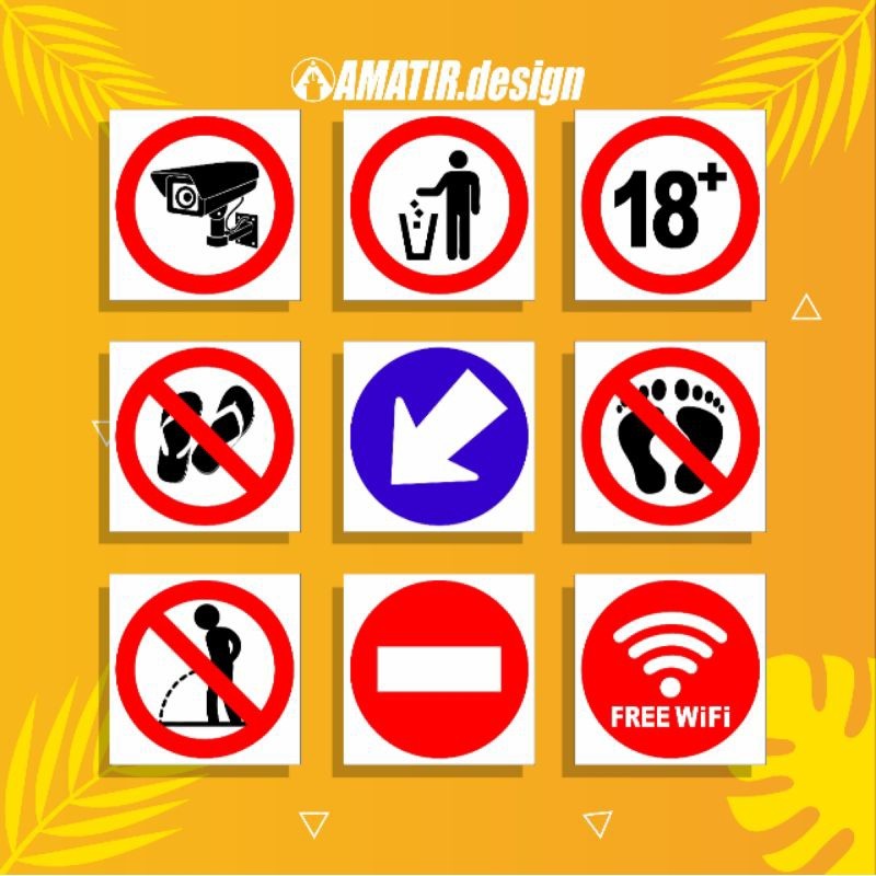 

STIKER RAMBU 2, STIKER CCTV, STIKER 18+, STIKER BUANG SAMPAH, STIKER FREE WIFI DLL (Bahan Vinyl + Laminasi Glossy Anti Air)