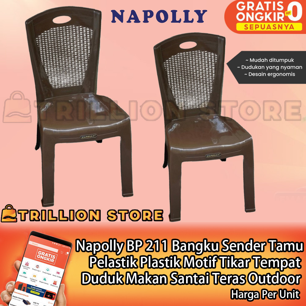 Napolly 211 Bangku Plastik Bp211 Bp Taman Tenda Sandaran Tinggi Sandar Senderan Sender Tamu Teras Sa
