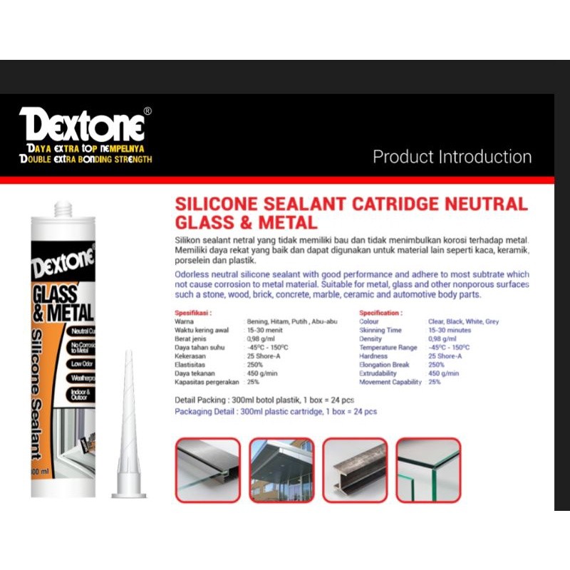 

LEM SEALANT / LEM NETRAL TIDAK MENGANDUNG ASAM 300ML DEXTONE ORIGINAL PRODUCTkayla tools