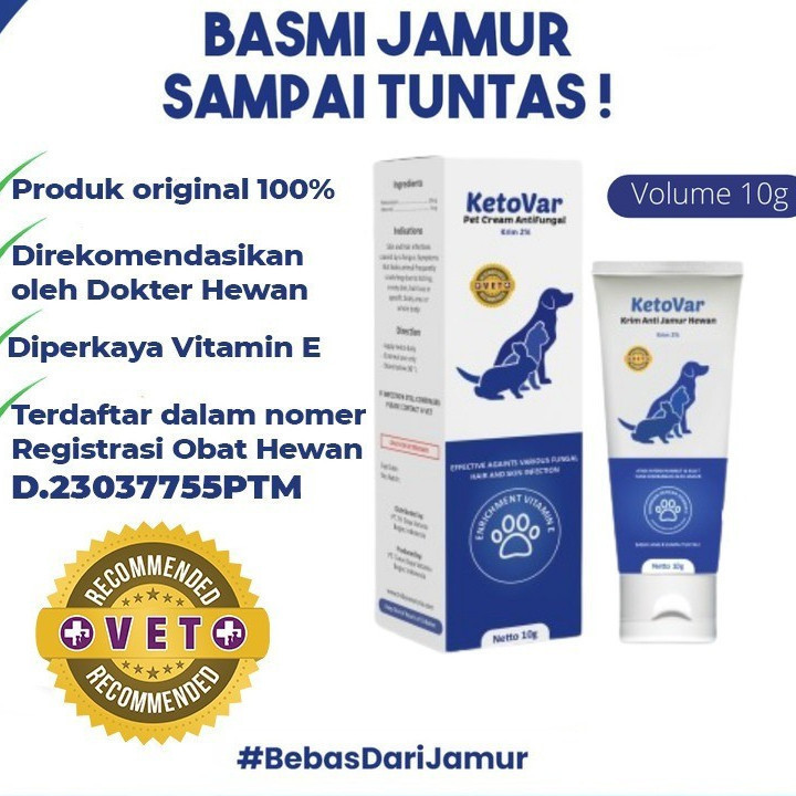 Ketovar Obat Krim Jamur Untuk Kucing Anjing Atasi Kurap dan Infeksi Jamur Kulit