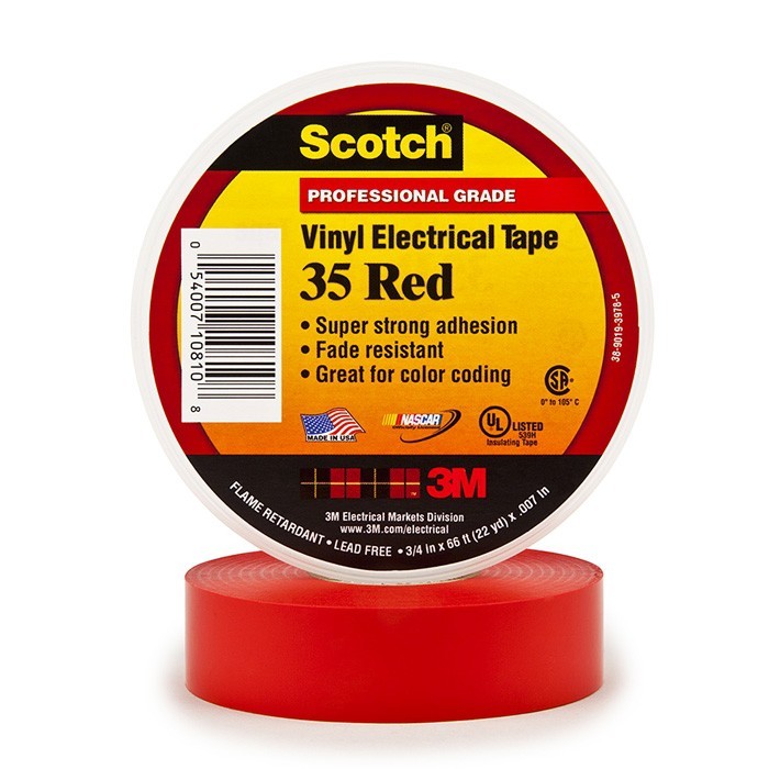 aryaboskushop3M Scotch Vinyl Electrical Tape 35 Red, 19 mm x 20 m - Isolasi Listrik Premium Grade