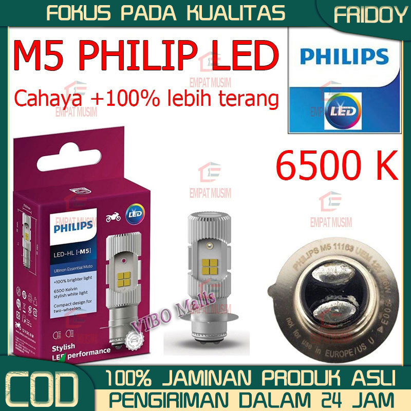 【ORIGINAL Philips 100%】 Lampu motor philips Philips philips m5 led Lampu utama led h6 Lampu led depa