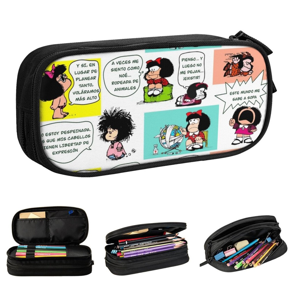 

Cute Mafie Cartoon Mafalda Pencil Case Kawaii Anime Pencilcases Pen Holder for Girl Boy Bags School Supplies Zipper Stationery