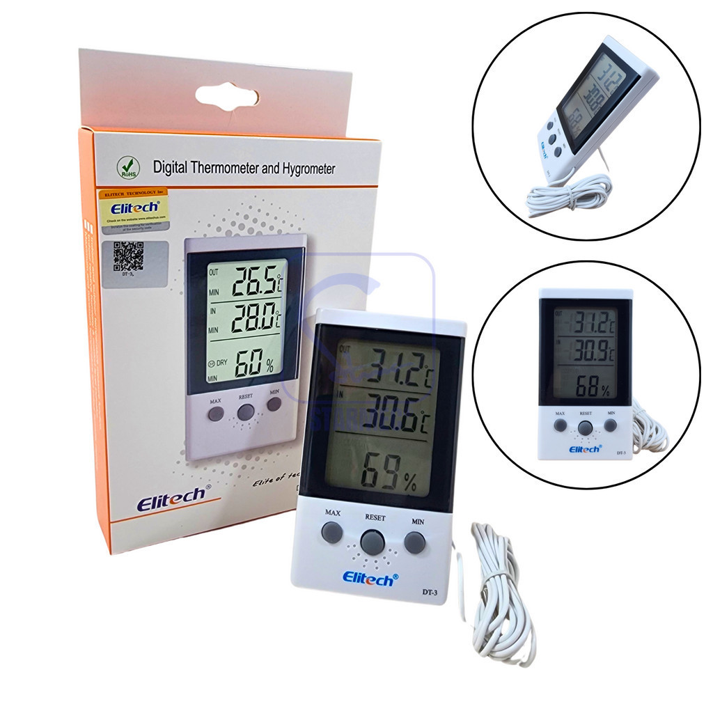 

Thermometer Hygrometer Digital Indoor Outdoor Elitech DT-3
