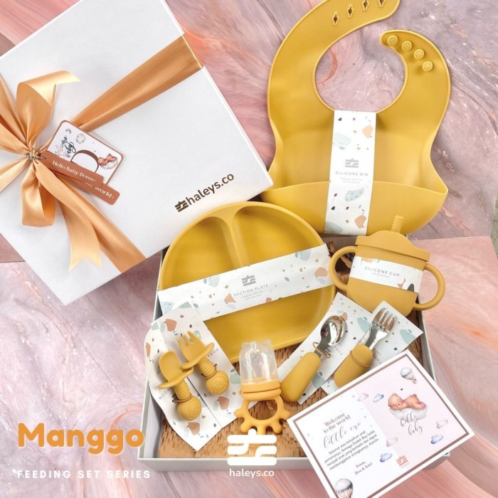 

Mall -[Limited Stok] Hampers Bayi Premium | Hampers Alat Makan Silicone Baby Feeding Set - simple manggo