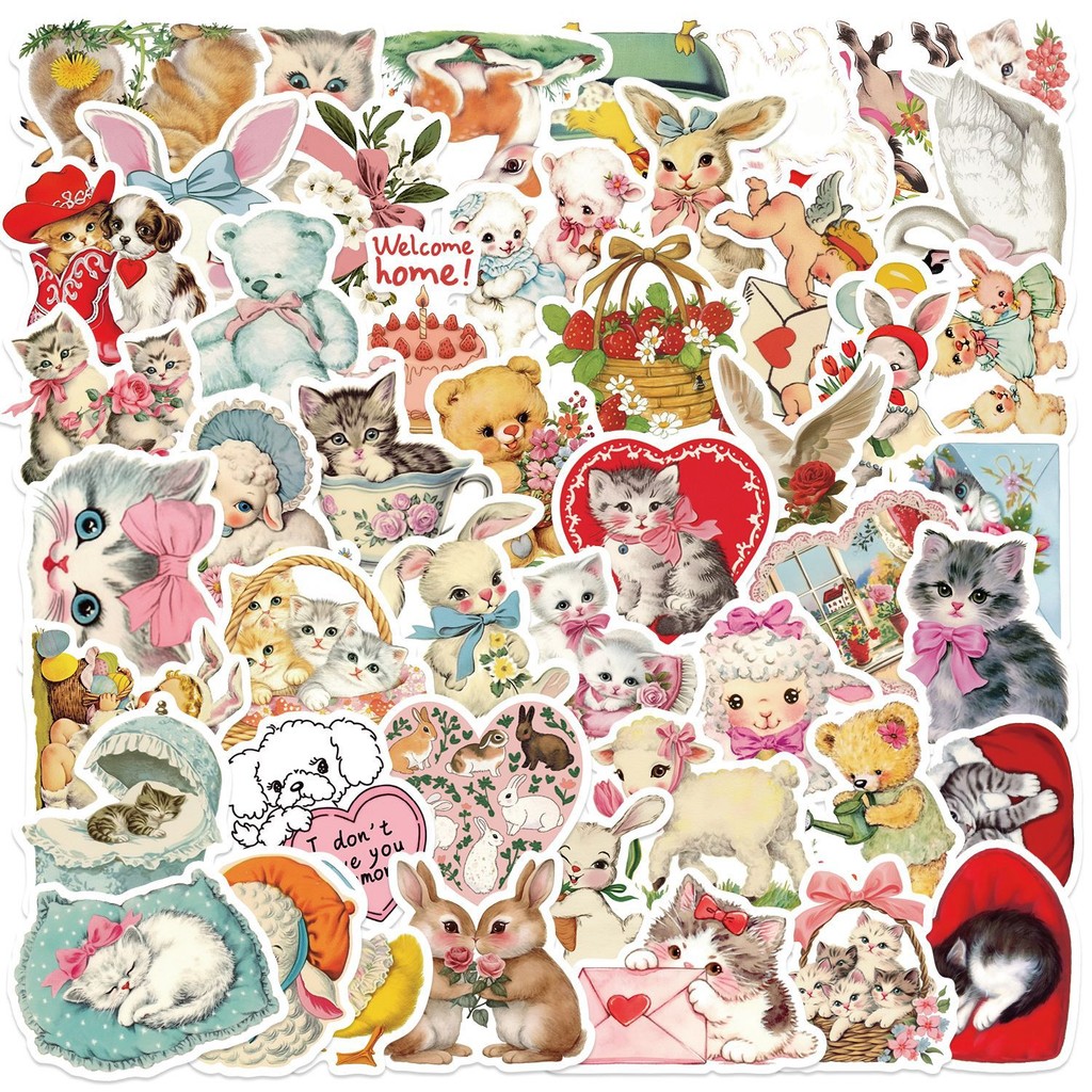 

10/30/50pcs Pink Bear Girls Style Cats Rabbit Cute Stickers Kawaii Decals Decoration DIY Notebook Bike Phone Suitcase Kids Toys