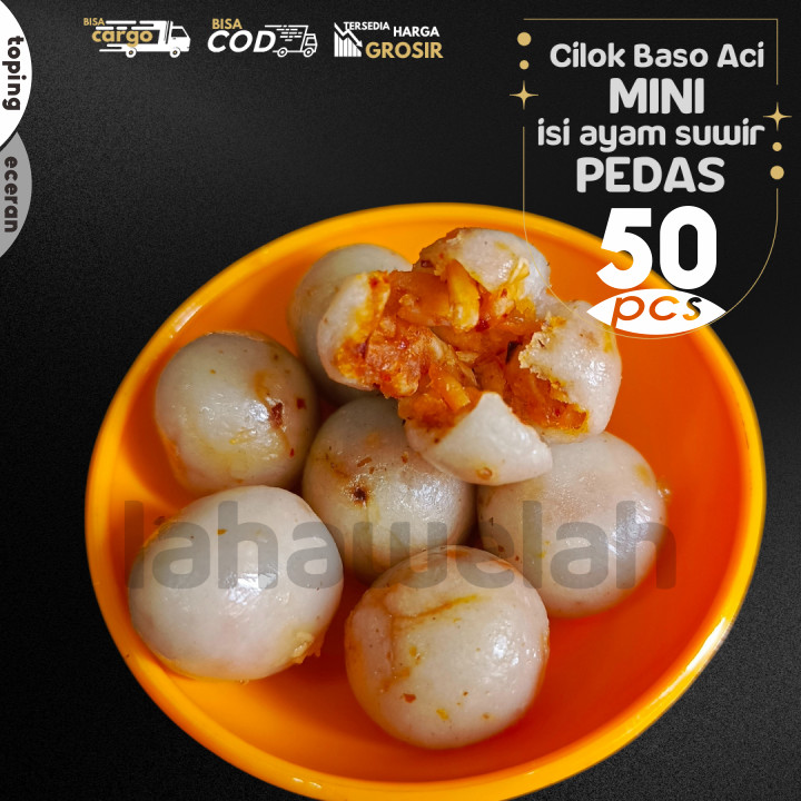 

Baso Aci CILOK MINI 50pcs PENTOL ISI AYAM SUWIR PEDAS by Lahawelah