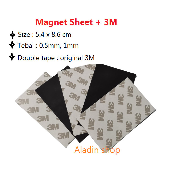 

PDM99 Rubber Magnet Sheet Strip Lembaran Double Tape 3M ID Card 54x86 0.5mm