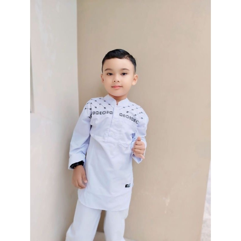 Baju Koko Putih Ar Rayyan Bordir // Setelan Baju Koko Putih Anak Laki laki