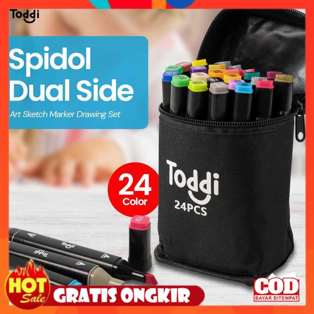 

Toddi Spidol Dual Side Fine Art Marker Brush Double Tip 1.0mm 6.0mm - CY-006