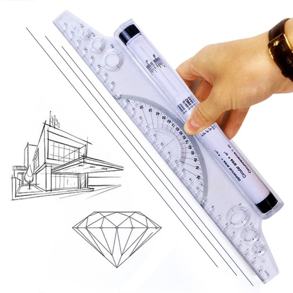 

15/30 cm Ruler Parallel Roller Ruler Math Drawing Ruler Multi Function Professional Drawing Measuring Ruler Angle Balance Ruler