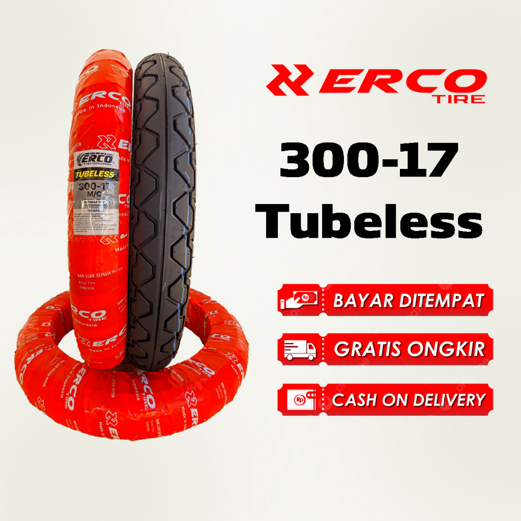ERCO TIRE Ban Luar Motor Ring 17 100/80-17 300-17 90/90-17 Tubeless