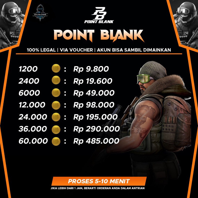 [P.B.C] FAST PROMO PB CASH POINT BLANK POINTBLANK POIN VOUCHER LEGAL 100% JIDANSHOPPU