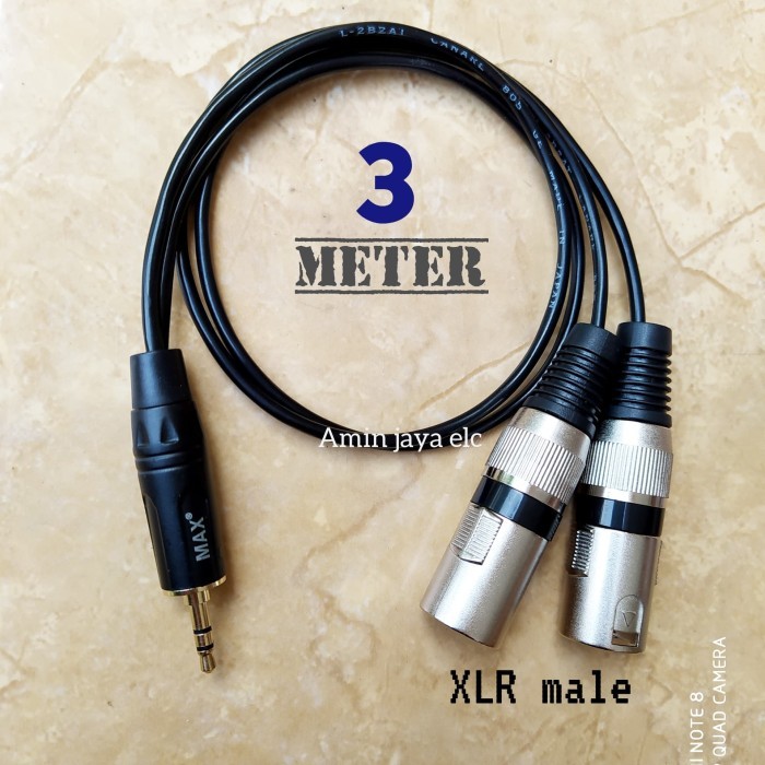 Promo jack audio 3,5 mm to 2 jack xlr canon male kabel 3 meter - 1 meter