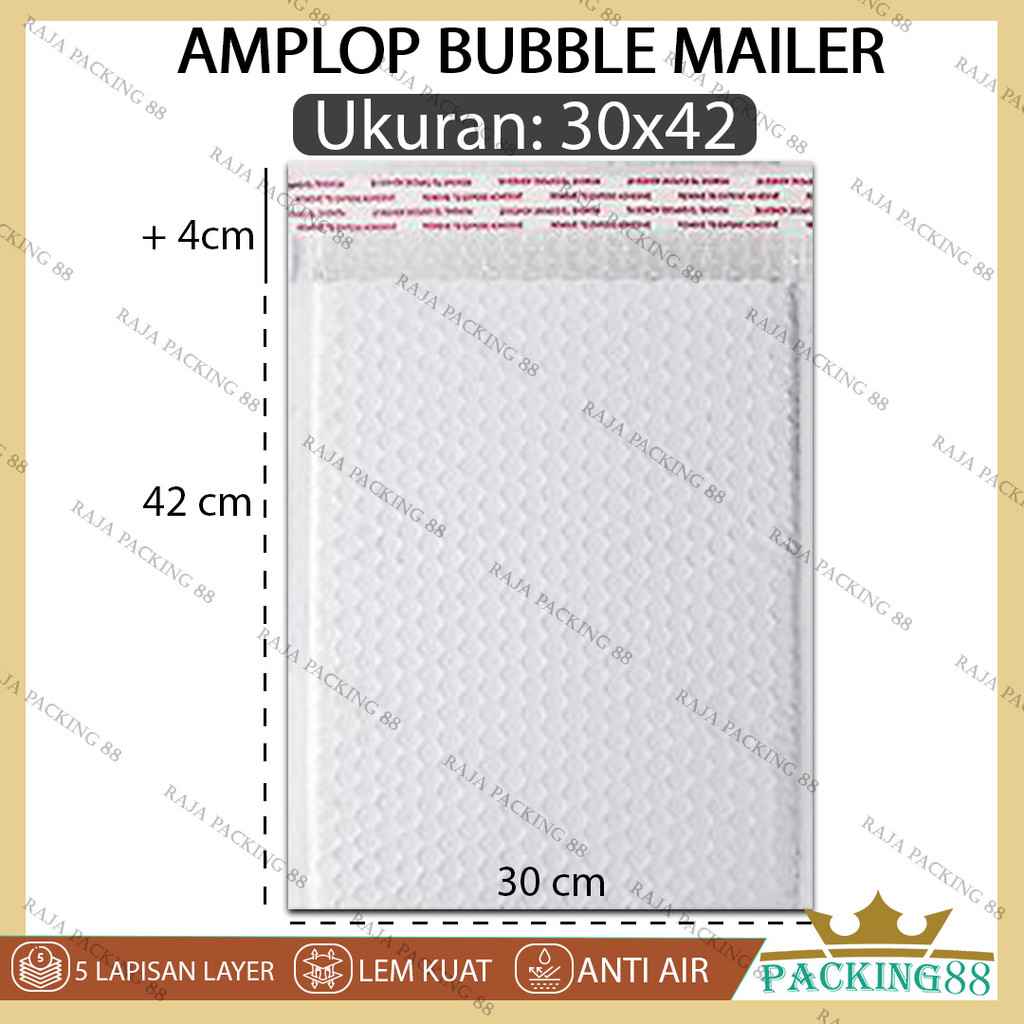 

Kantong Plastik Packing Bubble Mailer 30X42 Amplop Polymailer 5 Lapis Putih WHITE Bungkus Paket Usaha Online Shop Premium