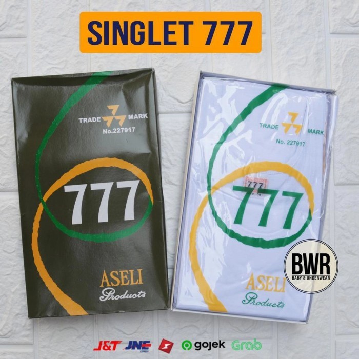 BEST SELLER kaos singlet 777 / kaos kutang 777/ singlet Pria 777 grosir murah - Putih, 34