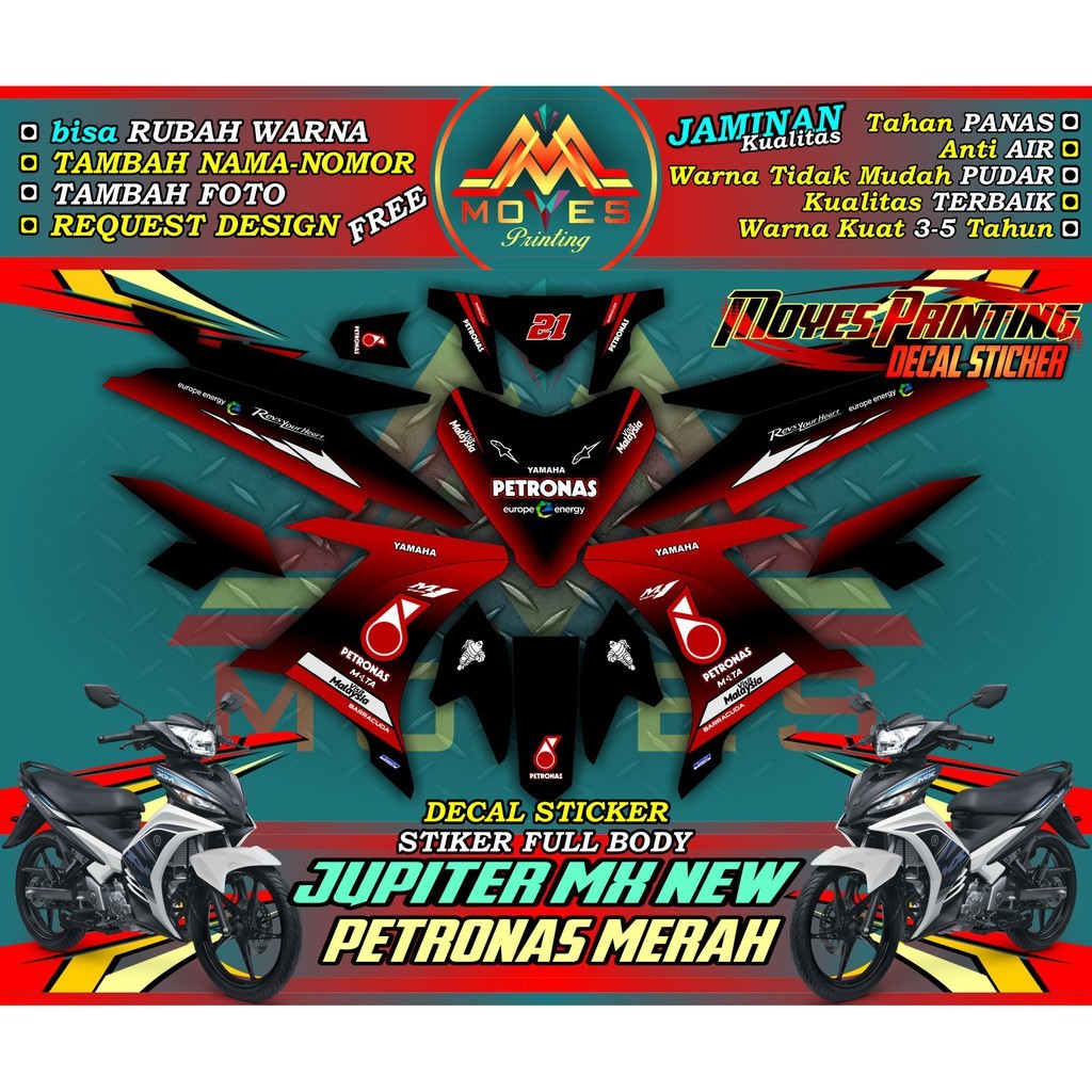 STIKER FULLBODY JUPITER MX DECAL MX NEW 135 STICKER JUPITER MX 135 PETRONAS MERAH TERLARIS