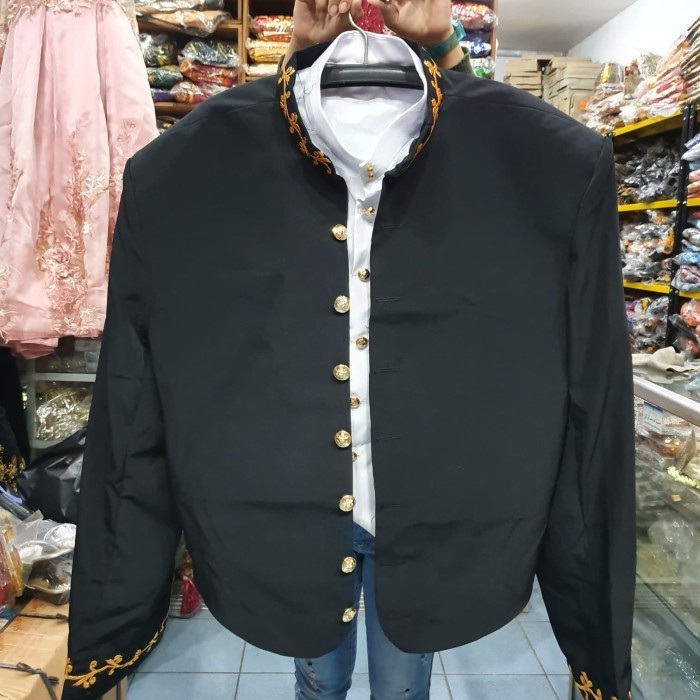 BEST SELLER beskap jumbo hewes bordir // beskap solo Big size bordir - Hitam, L6