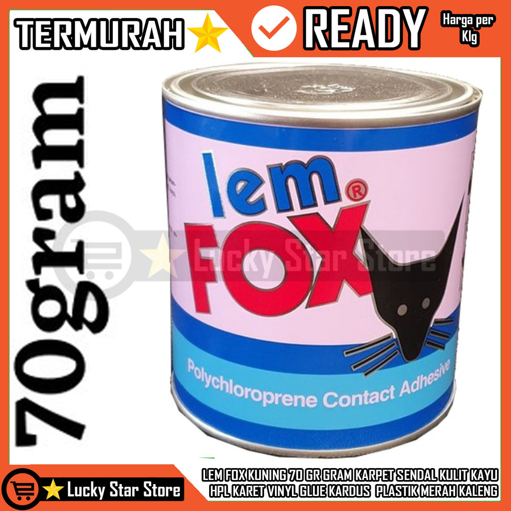 Lem Fox Kuning 70 Gr Gram Karpet Sendal Kulit Kayu Hpl Karet Biru Kaleng Serbaguna Jok Mobil Vinil V