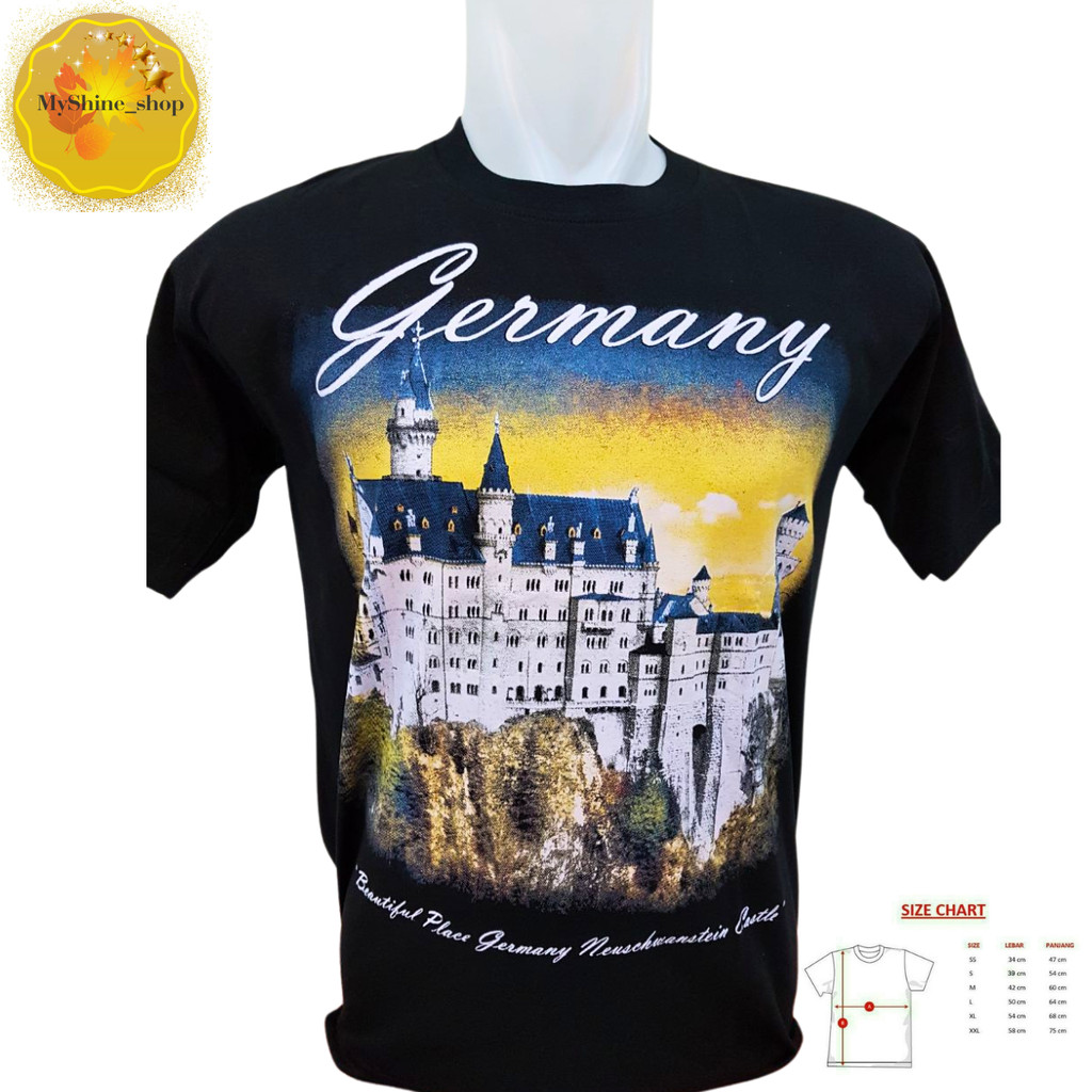 (My Shine Shop) Kaos Hitam Souvenir Negara Germany Jerman Souvenir Jerman Eropa