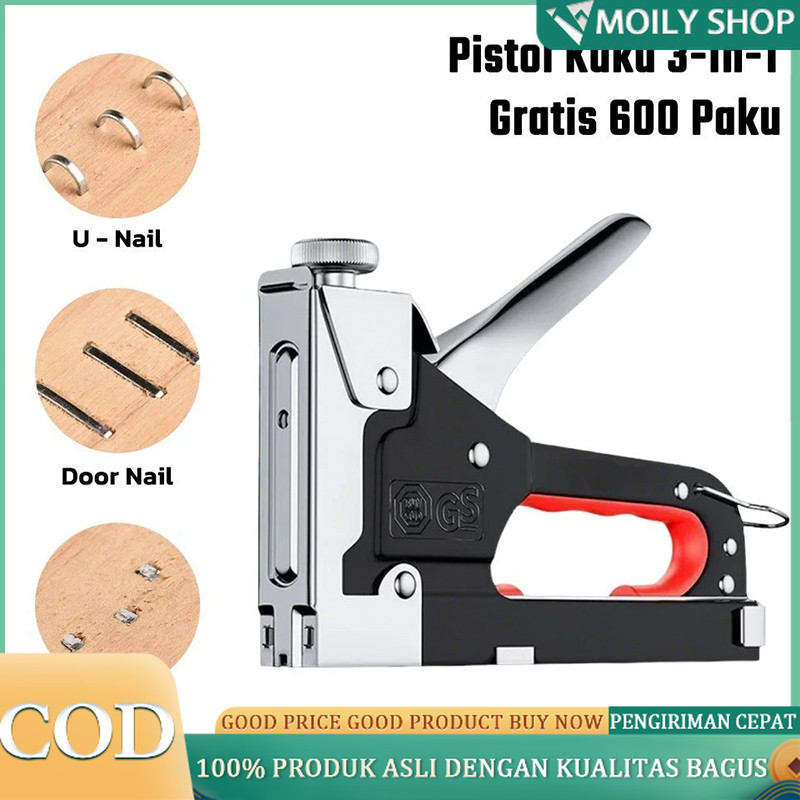 

Gratis 600 paku 3 In 1 Pistol Kuku Pistol Stapler Konstruksi Konstruksi Furnitur DIY Pelapis Pelapis Pistol Stapler Multifungsi Pistol Stapler Dekorasi Rumah Alat Pertukangan