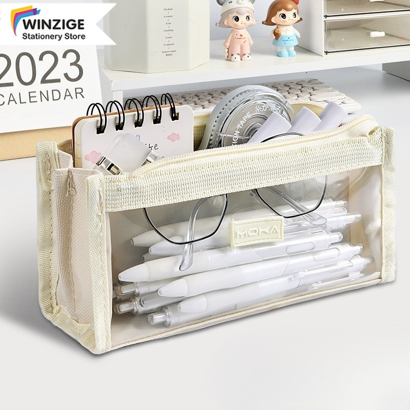 

Winzige Kotak Pensil Dompet Pensil Tempat Alat Tulis Perlengkapan Sekolah Super Large Capacity Tempat Pensil Transparan Simple Style Kosmetik Tas Penyimpanan Transparan Pencil Case Kotak Pensil