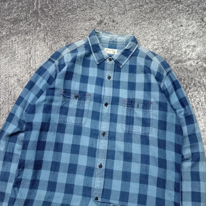 Kemeja Flanel pria GLOBAL WORK biru size l