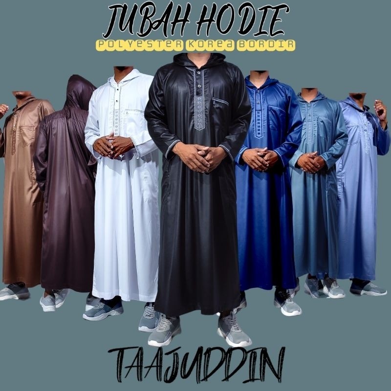 JUBAH HODIE TAJUDDIN ( KUPLUK ) BORDIR LENGAN PANJANG KAIN POLYSTER KOREA KAIN AL HARAMAIN ORIGINAL 