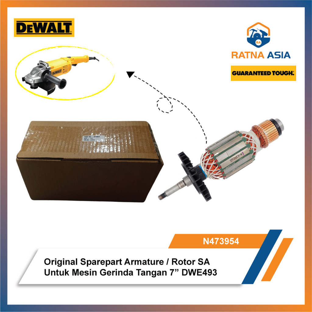 Original Sparepart DeWalt Armature / Rotor SA Untuk Mesin Gerinda Tangan 7” DWE493