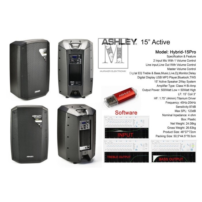 speaker aktif ashley hybird 15pro original 15 inch 500 watt