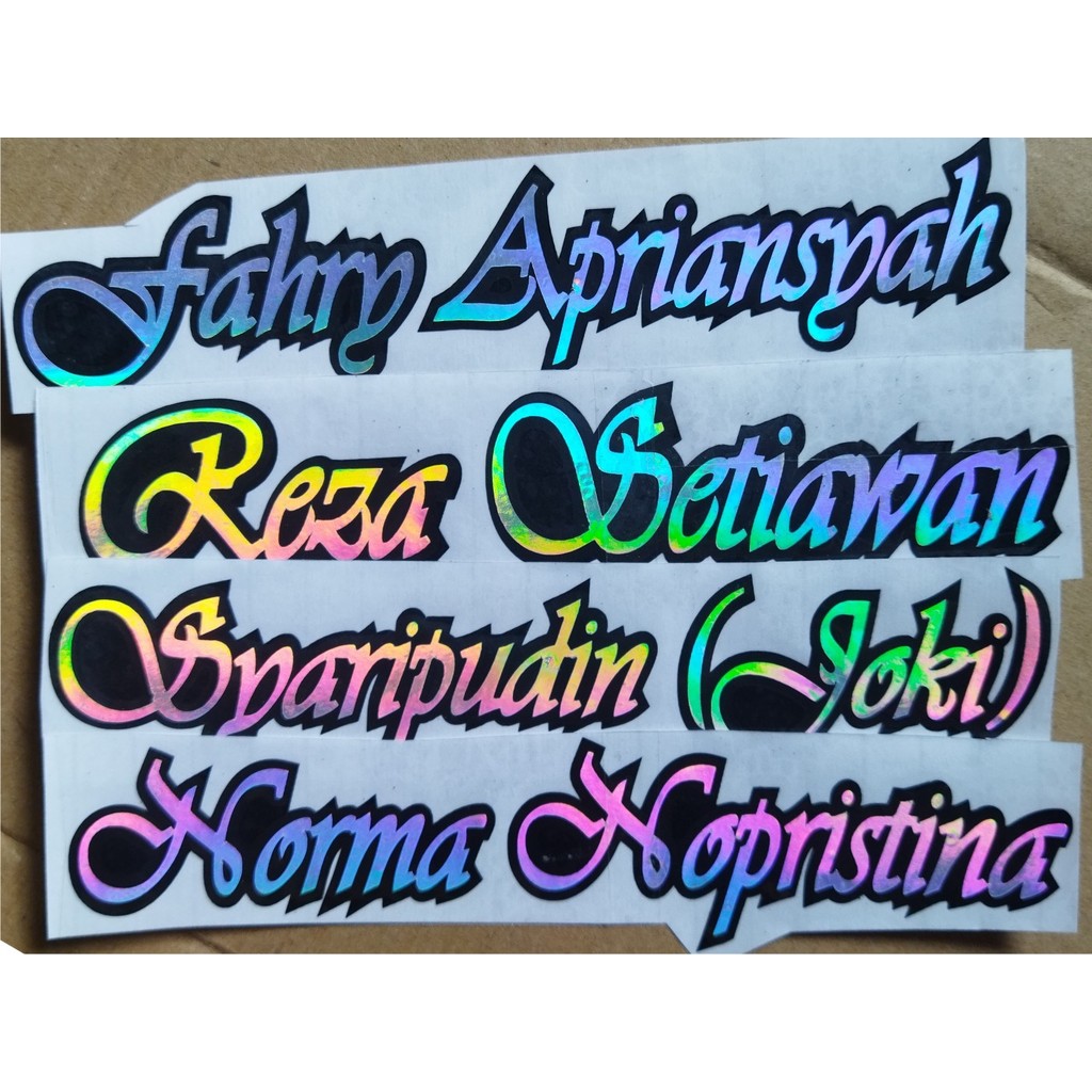 Stiker Custom Nama Hologram Bisa Request Nama Sendiri