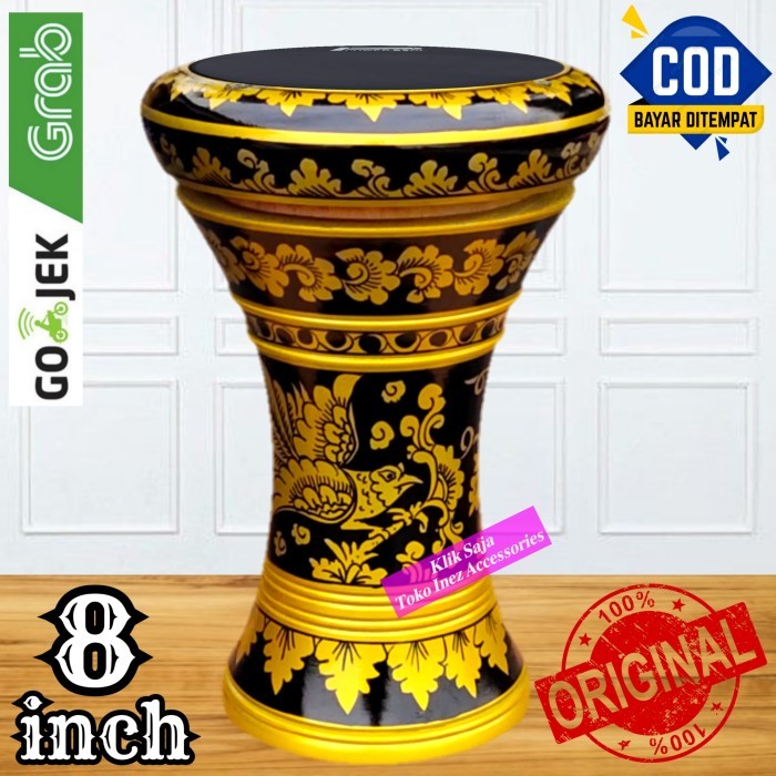 Gendang Atau Darbuka Kayu 8 inch Gold Hitam Power Beat Hitam Import - Dumbuk Saja